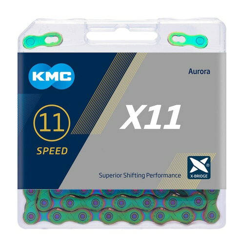 KMC ケーエムシー チェーン X11 オーロラグリーン 118L CL555R-AB付属