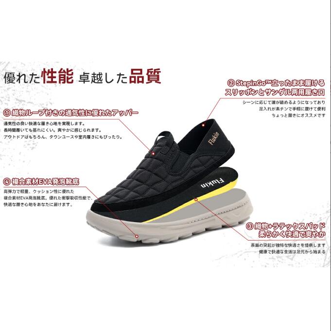 ＼楽天スーパーセール割引／メンズ 靴 シューズ スリッポン メンズ 立ったまま履ける 2WAY仕様 メンズ 超軽量 滑り防止 歩きやすい 疲れにくい 上履き 室内履き 立ち仕事 散歩 キャンプ シニア 介護 退院 腰痛 親孝行ギフト 父の日 プレゼント 祝いfxa350241 thequeen-10004121 WingHouse楽天市場店 サンプル画像3