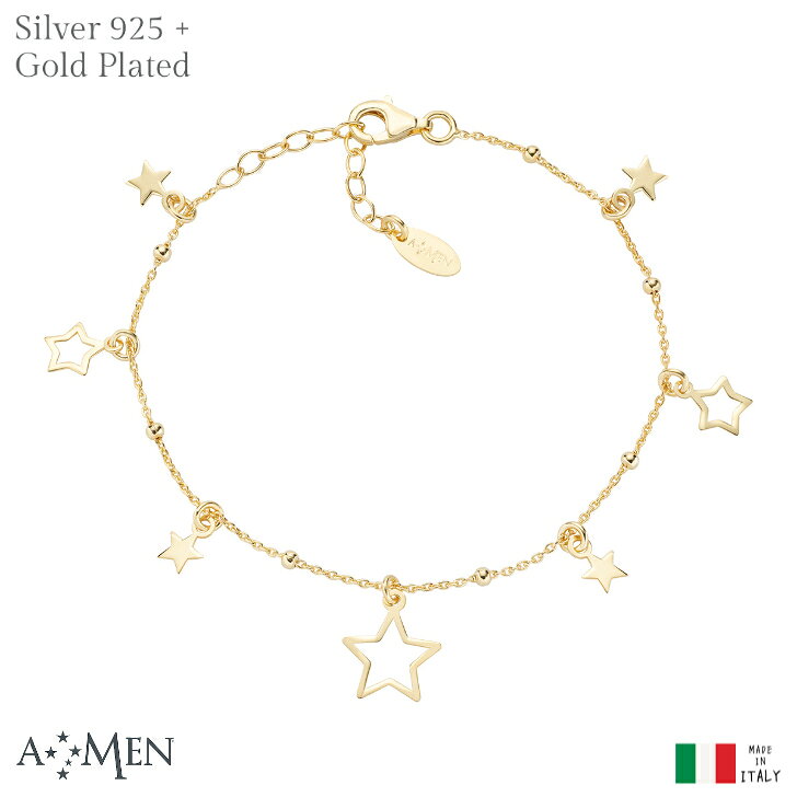 Cubic Zirconia - AMEN 星 ブレスレット エレメントコレクション シルバー ゴールド スター イタリア製 アーメン エイメン インポート ジュエリー
