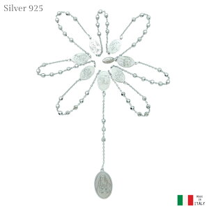 七つの悲しみの聖母 メダイ ロザリオ シルバー 3mm イタリア製 マリア 聖書 キリスト教 チャプレット ネックレス