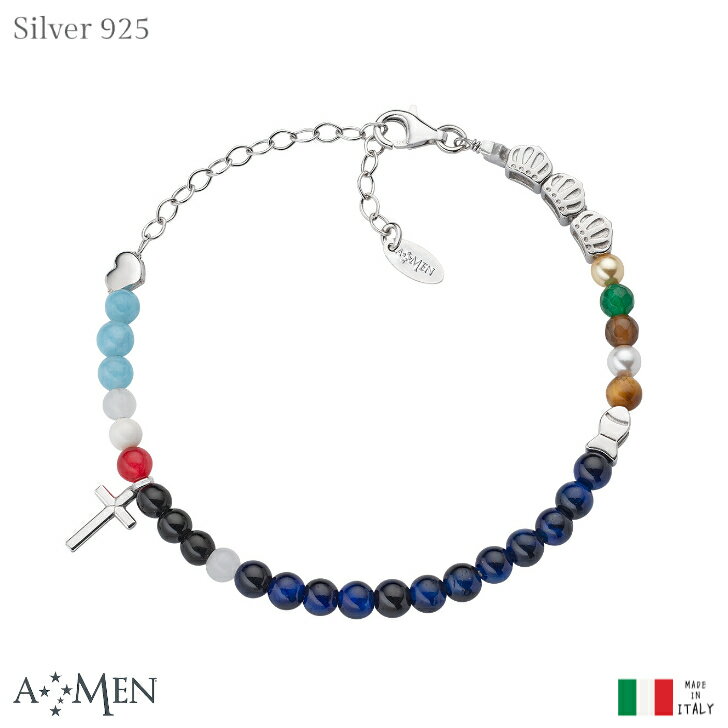 AMEN イエスキリストの生涯 ヴィタクリスティ ブレスレット パワーストーン シルバー イタリア製 十字架 クロス アーメン エイメン