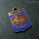 美しい村 アンティーク 紋章 チャーム エナメル 【海外直輸入中古品】 フランス 盾 BELLEVILLE