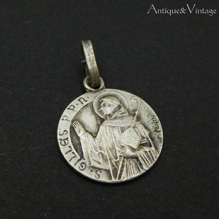 聖アエギディウス 聖ジャイルズ 聖ジル メダイ アンティーク 【海外直輸入中古品】 PENIN