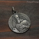 聖フランシスコ・サレジオ アンティーク シルバー メダイ ペンダント 【海外直輸入中古品】