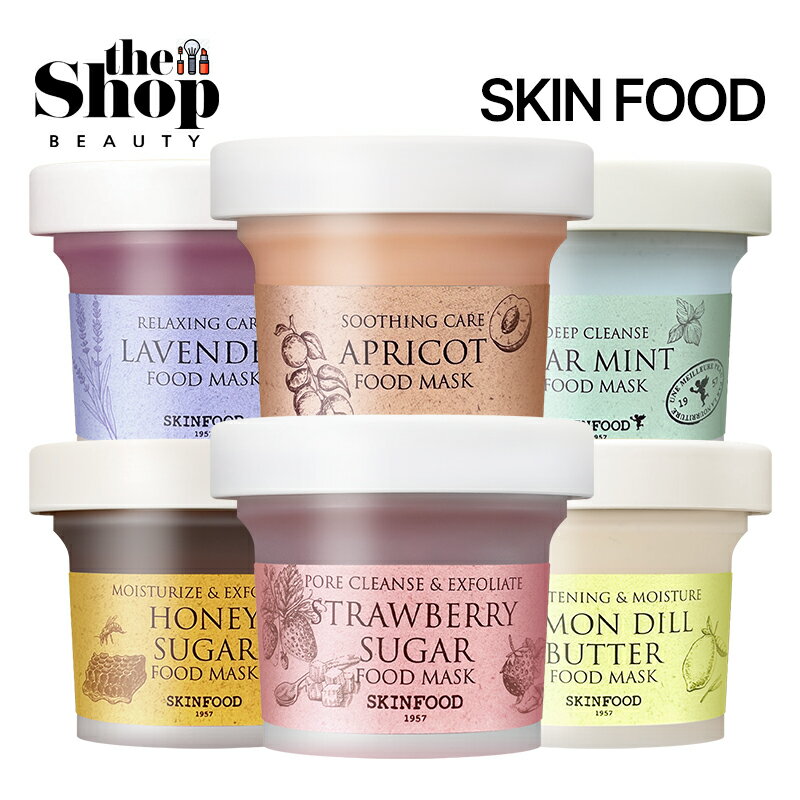 SKINFOOD スキンフード フードマスク 120g 6種 (イチゴシュガー/ラベンダー/レモンディルバター/アプリコット/フェアミント/ハニーシュガー) Food Mask ウォッシュオフマスク フェイスパック スクラブ ホームケア マスク 毛穴ケア 角質 洗い流しパック スキンケア 韓国コスメのサムネイル