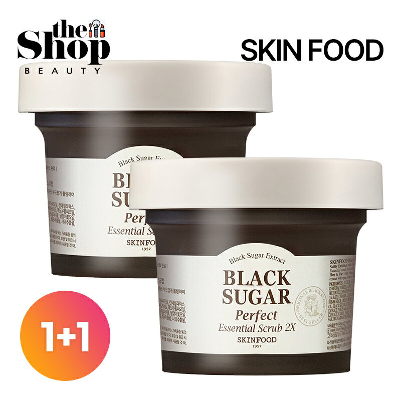 1 1 SKINFOOD スキンフード ブラックシュガーパーフェクトエッセンシャルスクラブ 2X 210g 2個 BLACK SUGAR Perfect Essential Scrub 2X スクラブ 黒糖スクラブマスク スクラブマスク ディープクレンジング ブラックシュガー 角質ケア スキンケア 韓国コスメ