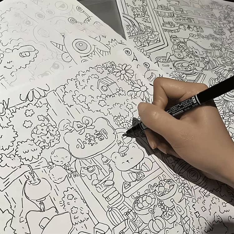 THE SKELETON WORKSのなぞり描き 練習帳 A5 104枚 すべて異なるデザイン イラスト練習 トレースブック 線画 お絵描き 塗り絵 練習ノート 描画練習 子ども 大人 ストレス解消 初心者向け 繰り返し練習 お絵描き ストレス解消 大人のぬりえ 線画イラスト リラックス 癒し 送料無料｜アングル3
