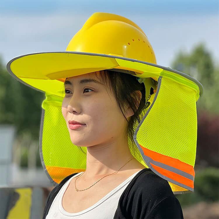 日除け ヘルメット用 日差し 工事現場 つば広 サンシェード UVカット ネックガード...