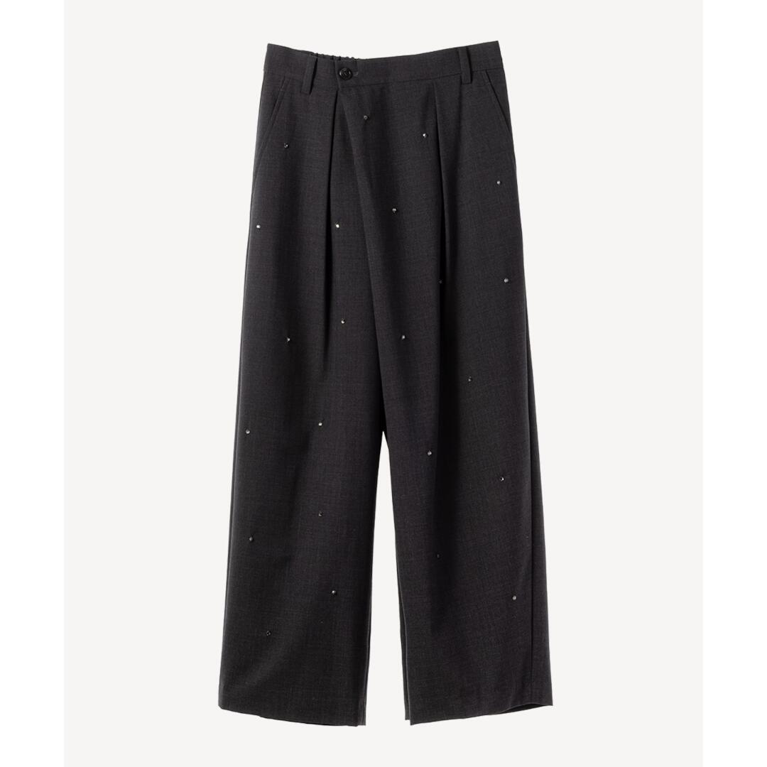 Rakuten - MUVEIL 【ミュベール】ビジュータックパンツ (MA252FP003)　25AW　25秋冬　パンツ　タックパンツ　ビジューパンツ