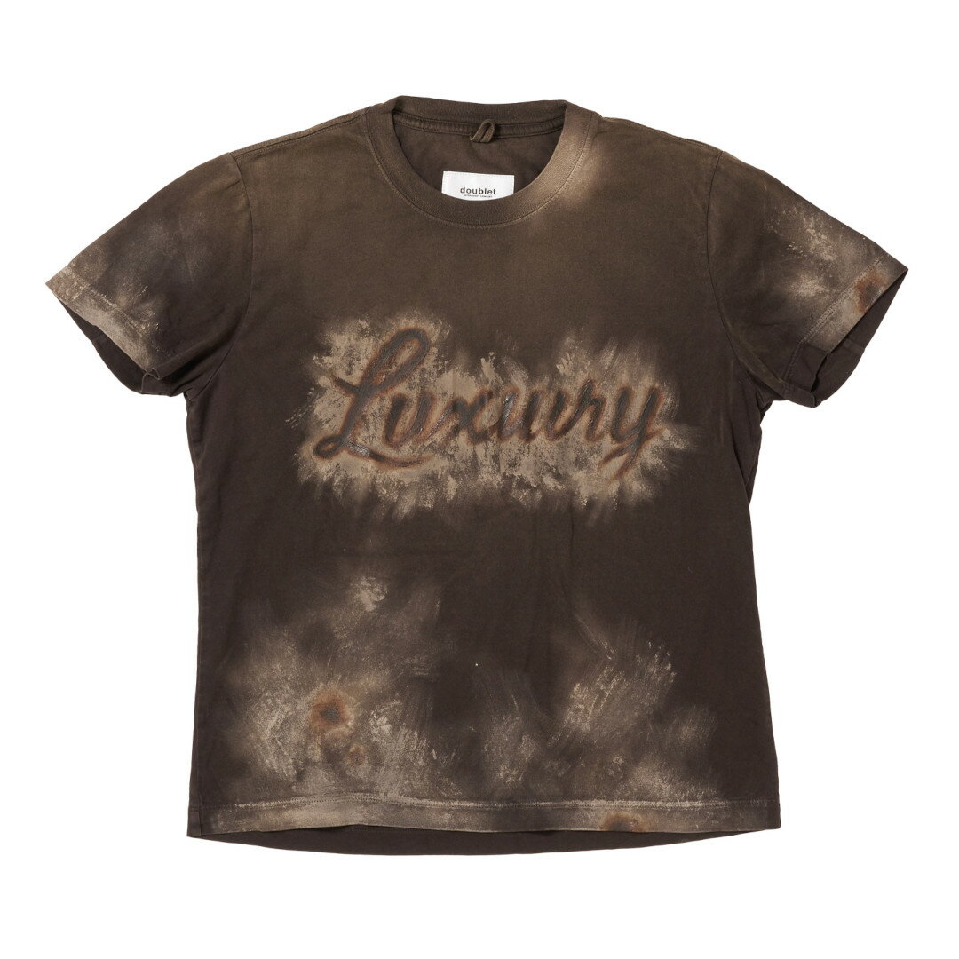 doublet | ダブレット LUXUARY MUD PAINT T-SHIRT BROWN (26SS40CS434) 26SS 26春夏 トップス Tシャツ 半袖 ショートスリーブ プリント ハンドペイント エアブラシ
