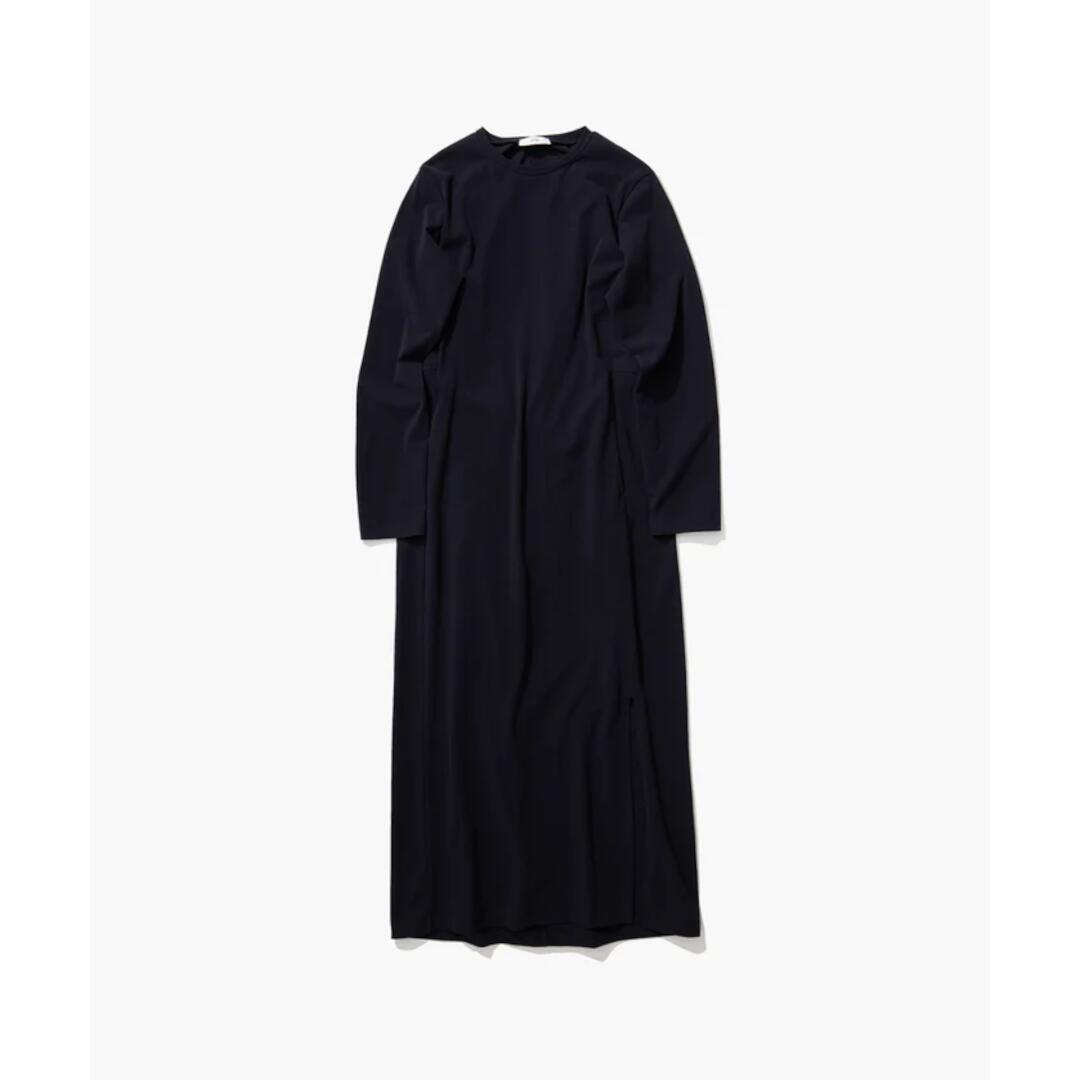 Rakuten - ATON|エイトン FRESCA PLATE NUBUCK | CREWNECK DRESS DARK NAVY (AT-OPAGGW0706)　25AW　25秋冬　 ワンピース　ドレス　ロング丈ドレス　スリット入りワンピース