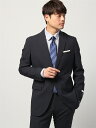 スーツ メンズ ツーパンツ 2つボタン シャドーチェック FIT CH22 ネイビー スーツスクエア オールシーズン ウォッシャブル 洗える ストレッチ ビジネス 背広 紳士服 細身体 標準体 おしゃれ かっこいい