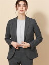 WEB限定 ジャケット ウォッシャブル 洗える ストレッチ グレンチェック ブルー ホワイト・ザ・スーツカンパニー スーツスクエア レディーススーツ