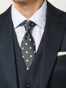 メンズ ネクタイ ポリエステル ドット グレー系 スーツスクエア(4)