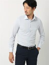 ワイシャツ メンズ 長袖 形態安定 ジャージー ストレッチ しわになりにくい 洗える ワイドカラー 織柄 FIT サックスブルー 青 ビジネスシャツ ザ・スーツ...