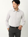 ワイシャツ 長袖 ノンアイロンジャージー ワイドカラー ストライプ FIT ドレスシャツ ブラウン系 ザ・スーツカンパニー スーツスクエア(4)
