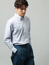 【SALE価格】ボタンダウンカラーシャツ ウォッシャブル CAVE コットンライク ブルー/ストライプ カジュアル ビジカジ トップス