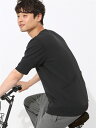 Tシャツ メンズ 半袖 洗濯機可 ウォッシャブル カジュアル 洗える N.CYCLE FACTORYコラボ サイクルニット コーデュラナイロン コットンライク 無地 ブラック 黒 スーツスクエア ビジカジ トップス テレワーク オフィスカジュアル クルーネック 速乾 抗菌防臭