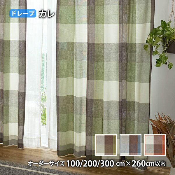 Rakuten - ドレープカーテン Carre/カレ イージーオーダー(オーダーサイズ 幅100/200/300cm×丈260cm以内)ウォッシャブル