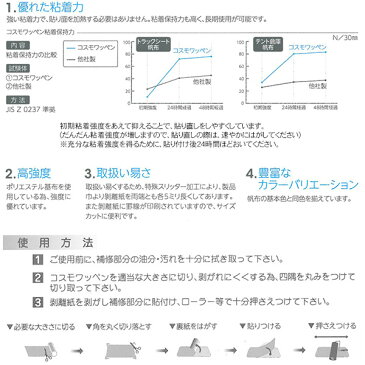 コスモワッペン(テント補修、トラックシート補修、補修テープ)補修用粘着テープ（14cm巾×25m）