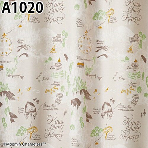 MOOMINカーテン ムーミン谷の地図(幅100cm×丈135/178/200cm)遮光2級 ウォッシャブ...
