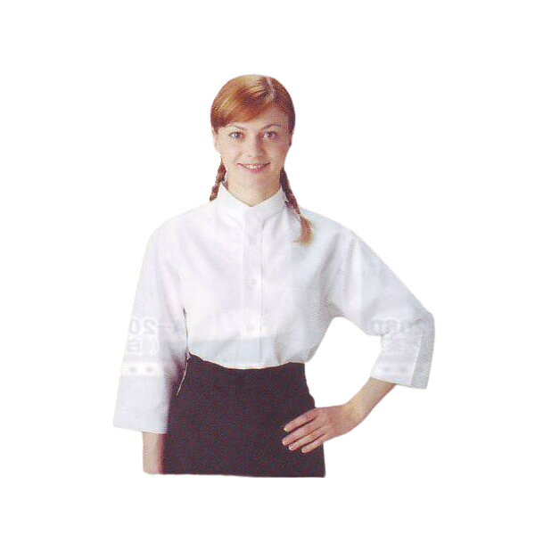 Rakuten - スタンドカラーシャツ七分袖(白）【セール】男女兼用M〜LL 制服 メンズ レディース 無地 制服 おしゃれ スタンドカラー 夏 ユニフォーム 高級 七分袖 飲食店 居酒屋 サービス業