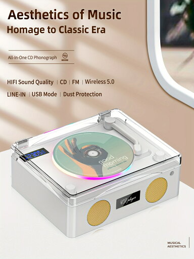 ポータブルワイヤレスCDプレーヤー デスクトップ用 ステレオデュアルスピーカー搭載 CD/CD R/CD RW/MP3/WAV対応 ワイヤレスアプリコントロール 高音質 寝室 リビング オフィス キャンプ パーティー ホリデー雰囲気に最適なポータブルサウンドシステム ポータブルワイヤレスCDプレーヤー デスクトップ用 ステレオデュアルスピーカー搭載 CD/CD R/CD RW/MP3/WAV対応 ワイヤレスアプリコントロール 高音質 寝室 リビング オフィス キャンプ パーティー ホリデー雰囲気に最適なポータブルサウンドシステム