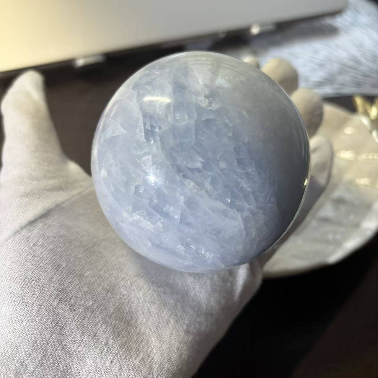 樂天商城 - 天然石 セレスタイト スフィア ビッグ 置物 73.5mm 大きい 結晶 丸玉