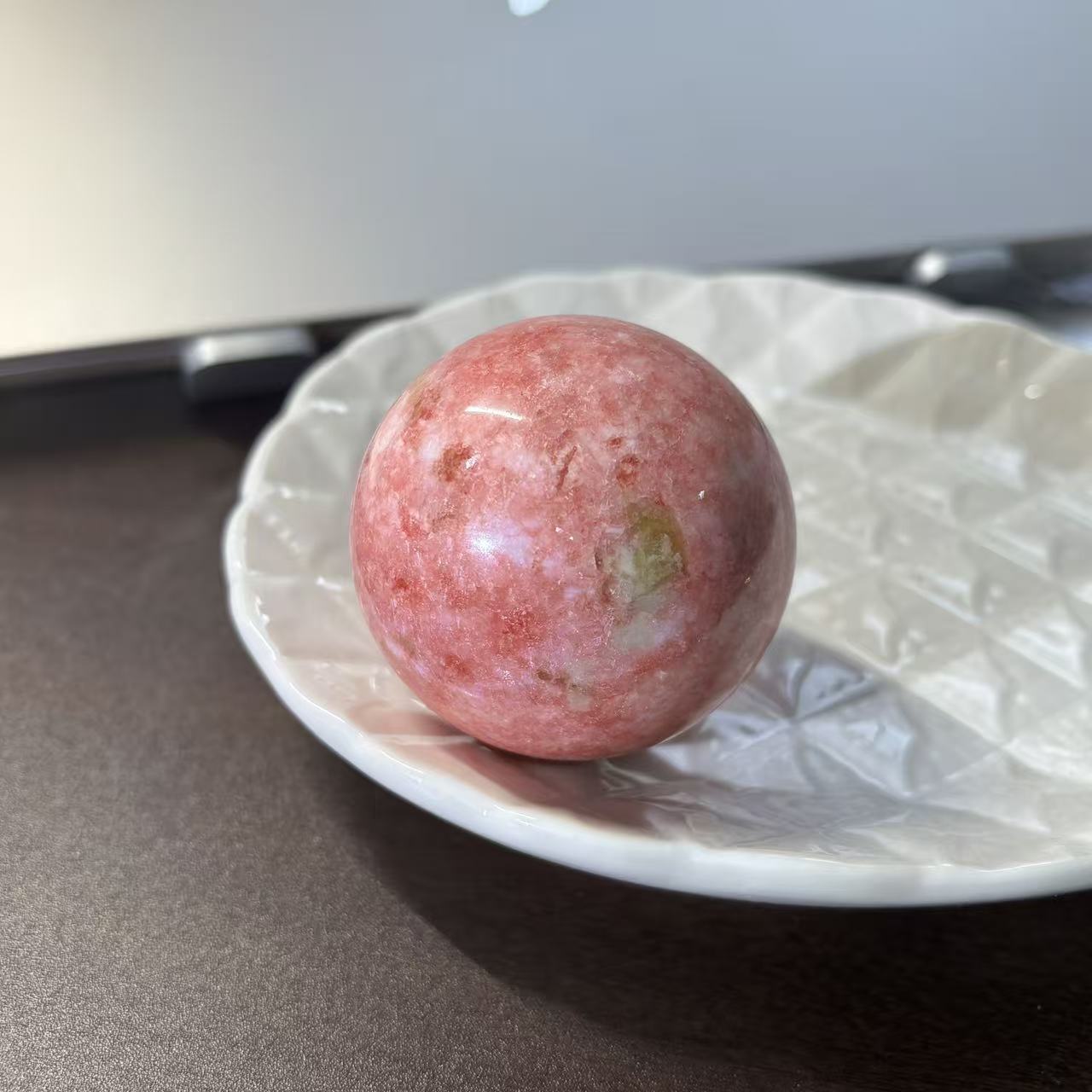 Rakuten - 天然石 チューライト トルマリン 共生 スフィア ピンク 50.8mm