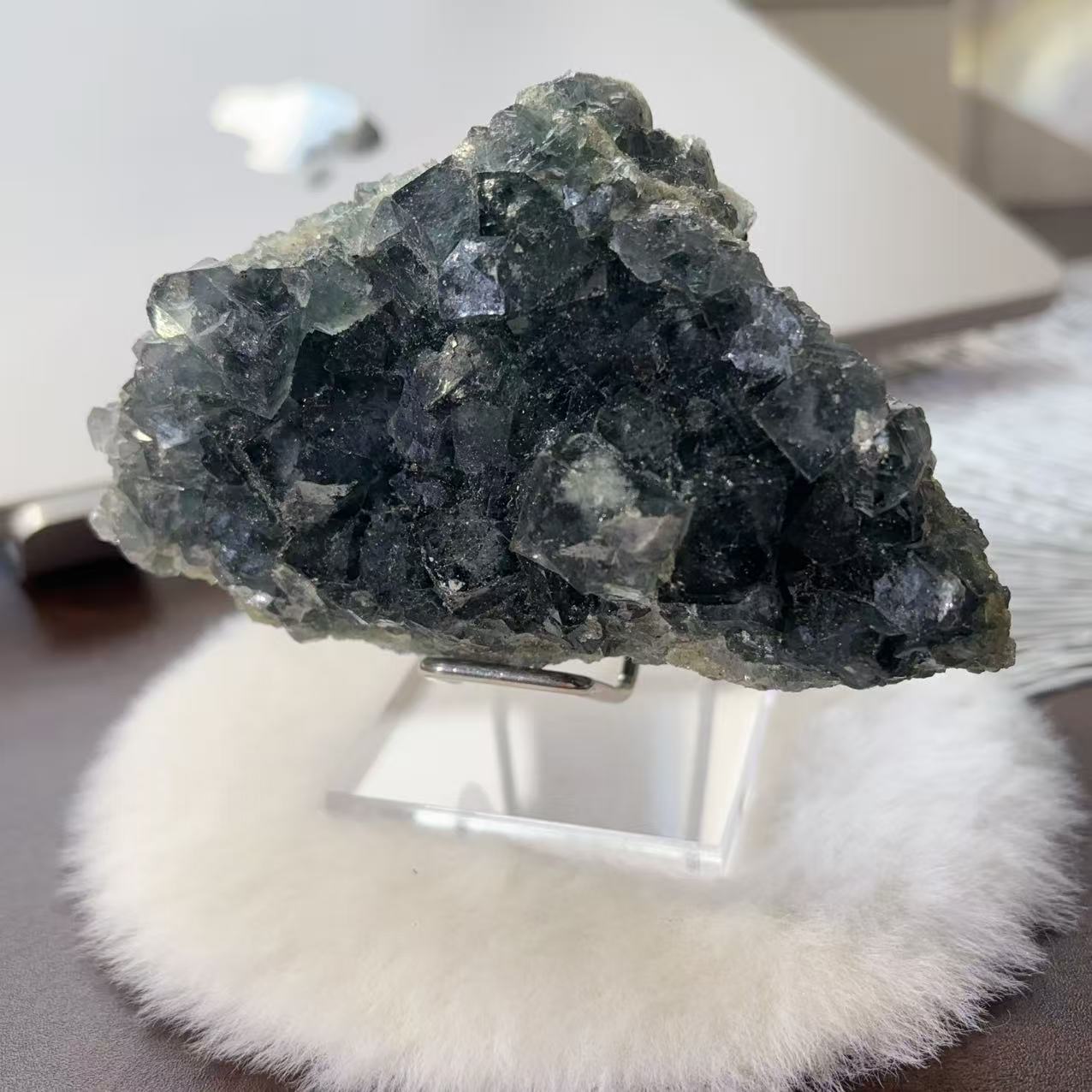 大 天然石 ブルー フローライト 原石 置物 鉱石 結晶 クラスター 鉱物標本 NO.1045