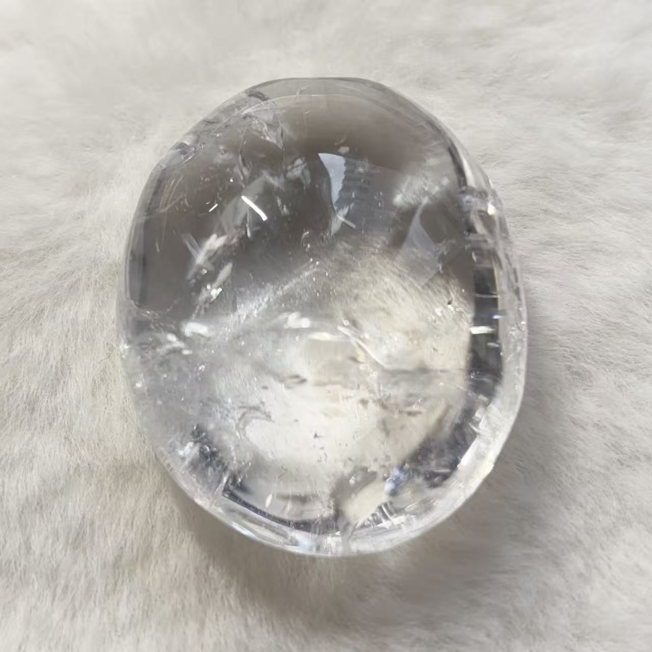 天然石 アイリスクォーツ 握り石 パーム 本水晶 虹 レインボー クリア No48