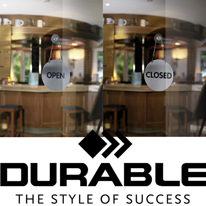 DURABLE デュラブル リバーシブル サインプレート 【OPEN⇔CLOSED】おしゃれ インテリア 雑貨 店舗 お店 開店 OPEN 閉店 CLOSED ヨーロッパ ドアプレート サイン シルバー ステンレス 扉 開店 閉店 表示 ザウィンド シンプル [2]
