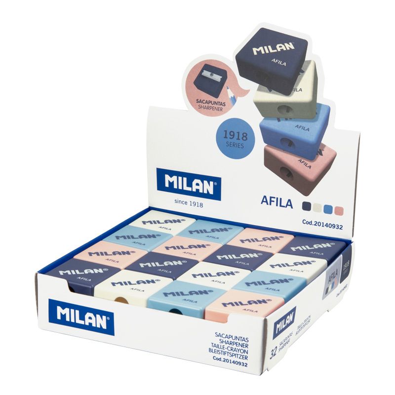 MILAN ミラン【1918 シリーズ】AFILA 1つ穴 シャープナー ディスプレーBOX【32個セット】おしゃれ かわいい ヨーロッパ 文房具 文具 鉛筆削...