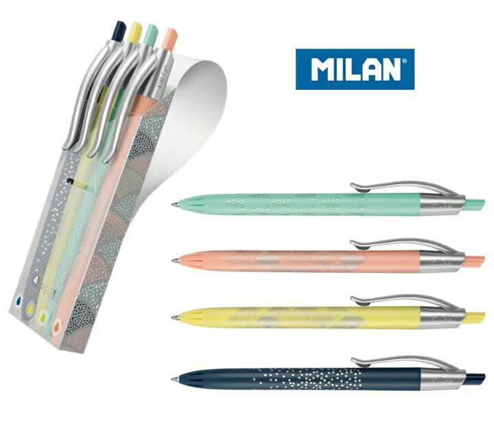 【全品P10倍♪2/4 20:00〜】MILAN ミラン P1 SILVER ペン 【4色セット】おしゃれ かわいい ヨーロッパ 文房具 文具 お絵描 ペン シルバー ボールペン プレゼント 入学準備