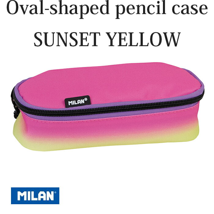 MILAN OVAL PENCIL CASE SUNSET 楕円形 ペンケース 【サンセットシリーズ】【ピンク/イエロー】おしゃれ かわいい ヨーロッパ スペイン 文房具 文具 筆箱 ポーチ ケース 小物整理　プレゼント ザウィンド シンプル