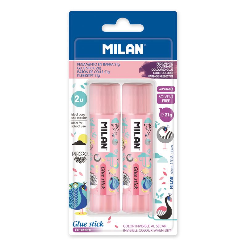 MILAN ミラン スティックのリ 21g 【ピーコック：2本セット】おしゃれ かわいい ヨーロッパ 文房具 文具 のり ノリ 工作 クラフト 孔雀 くじゃく 入学準備 プレゼント ザウィンド 海外 ブランド 可愛い シンプル