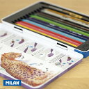 MILAN ミランメタルボックス ウッドレス 水溶性色鉛筆12本+筆1本おしゃれ かわいい ヨーロッパ 文房具 文具 鉛筆 ファイバーペン 筆ペン 水彩 プレゼ...