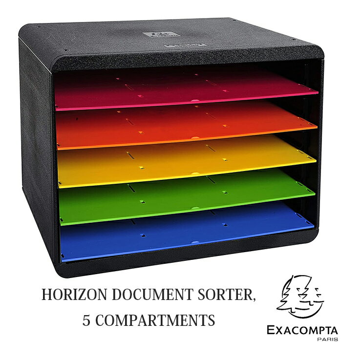 EXACOMPTA エグザコンタ ドキュメント 横型 ソーター 5段 【ブラック/マルチカラー】おしゃれ ヨーロッパ 書類整理 机上用品 卓上 カタログスタンド...