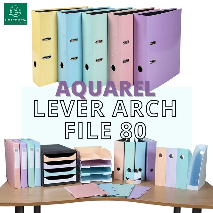 【Aquarel シリーズ】EXACOMPTA エグザコンタ A4 レバーアーチファイル 80mm おしゃれ ヨーロッパ フランス 文房具 文具 書類整理 ファ...