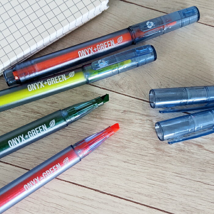 ONYX+GREEN オニキス+グリーン リサイクルペット 蛍光ペン【4色セット組】 おしゃれ 文房具 文具 カナダ サステイナブル エシカル エコ 環境 ハイ...