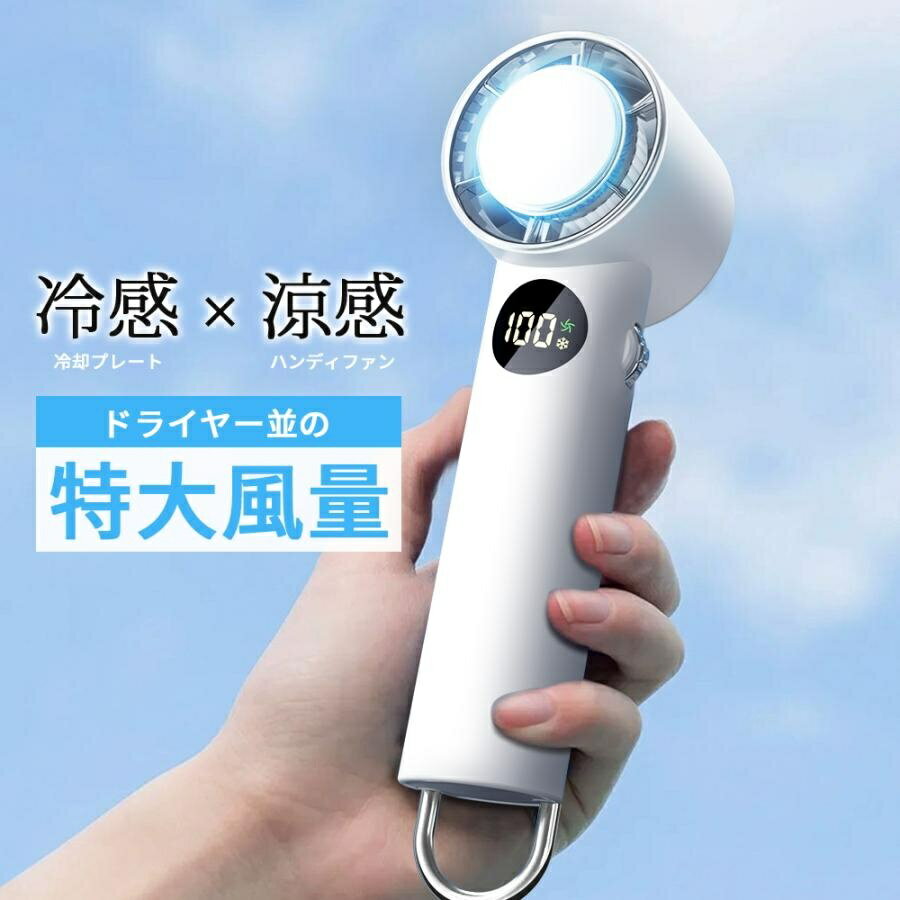 「速冷」ハンディファン 100段階調整 -18℃体感 ポータブル扇風機 冷却プレート付 手持ち扇風機 30時間連続使用 マイナスイオン 冷却モード 充電式 コードレス