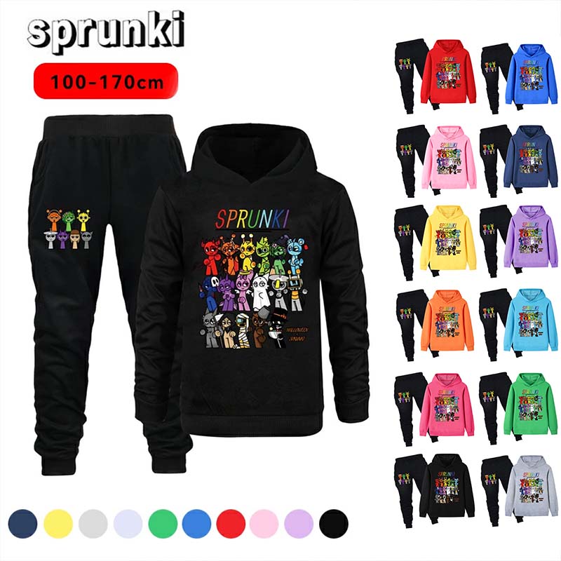 Rakuten - 【楽天スーパーSALE 50%OFF】Sprunki incredibox スプランキー 上下セット 長袖 ズボン スウェット 子供服 トレーナー トップス 男の子 女の子 プルオーバー カジュアル おしゃれ スポーツウェア 柔らかい 快適 春秋 誕