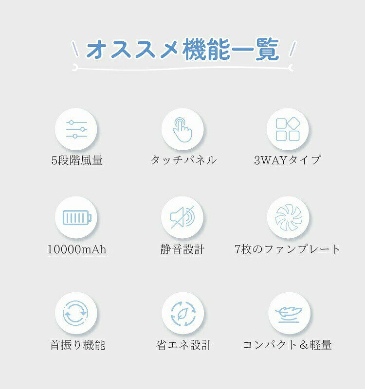 扇風機 卓上 クリップ扇風機 usb 充電式 5段階調節 自動首振り 10000mAh大容量 dcモーター 20時間連続使用 角度調整 コードレス 壁掛け 吊り下げ 静音 軽量 節電 リビング オフィス キッチン thiakusuto-10010062 ティアックスト楽天市場店 サンプル画像3