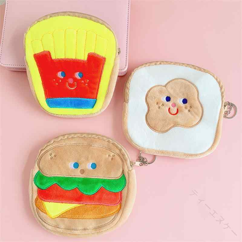 Rakuten - コインケース キーホルダー 小銭入れ 鍵付け かわいい 食べ物 モチーフ ぬいぐるみ風 ポップ ユニーク 柔らかい 素材 日常使い キュート アクセサリー
