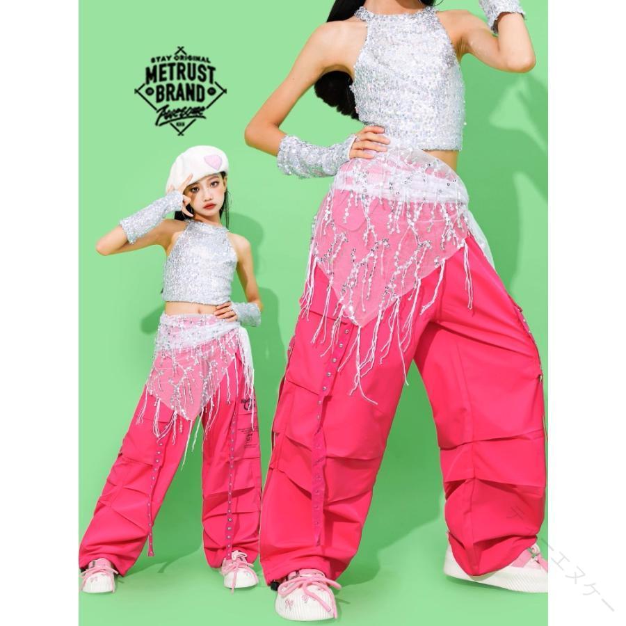 Rakuten - ダンス衣装 キッズ ヒップホップ 衣装 子供ダンス服 ダンスウェア ダンス衣装小物 キラキラ スパンコール ショール 腰巻 黒 白 赤 アイボリー ピンク 子供 用 ジュニア かわいい おしゃ