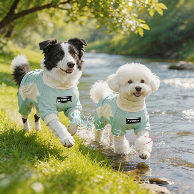 商品名:小型犬 紫外線対策 UVカット アウトドア 犬 服 春 夏 速乾 接触冷感 ラッシュガード 防蚊 小型犬 中 大型犬 つなぎ ロンパース ひんやり クール クールウェア cool 涼感 防虫 虫よけ ドッグウエア 犬の服 おしゃれ カバーオール 遊び着 散歩 抜け毛対策ひんやり気持ちいい接触冷感と防蚊・防虫の機能が愛犬を守ります。虫の多い季節から暑い日まで心地よく過ごせる愛犬用カバーオールです。優れたストレッチ性で、愛犬のどんな動きにもジャストフィット！毛が付きにくくお手入れしやすいクールウェア換毛期のお部屋着としてもおススメです。着せるだけで害虫からも夏の暑さからも愛犬を守ってくれる快適ウェア♪素材 :ポリウレタン生産国 中国サイズ【L】胴回り：46cm　背丈：24cm　首回り：34cm　参考体重：2.5-5kg【XL】胴回り：54cm　背丈：30cm　首回り：37cm　参考体重：5-7.5kg【2XL】胴回り：59cm　背丈：34.5cm　首回り：43cm　参考体重：7.5-12.5kg【3XL】胴回り：72cm　背丈：40.5cm　首回り：48cm　参考体重：12.5-15.5kg【4XL】胴回り：76cm　背丈：49.5cm　首回り：51cm　参考体重：16-32.5kg【5XL】胴回り：87cm　背丈：60cm　首回り：56cm　参考体重：32.5-45kg【6XL】胴回り：95cm　背丈：70.5cm　首回り：64cm　参考体重：42.5-57.5kgセット内容 つなぎ 単品注意 PC環境・光の具合により、色や素材のイメージが写真と若干異なる場合がございます。モデル・写真に使用されているアクセサリー・小物は別途記載が無い限り付属いたしません。商品に不良があった場合は、商品到着から5日以内にご連絡いただければご返金・交換対応させて頂きます。商品のサイズは、全て平置きにて外寸を測定しております。商品によっては若干誤差が発生してしまう場合がございます。 指定された配送時間は承っておりません。【ティーエヌケー】