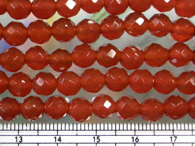 天然石ビーズアゲート（瑪瑙）濃橙丸64面カット6mm・1連40cm 65個前後