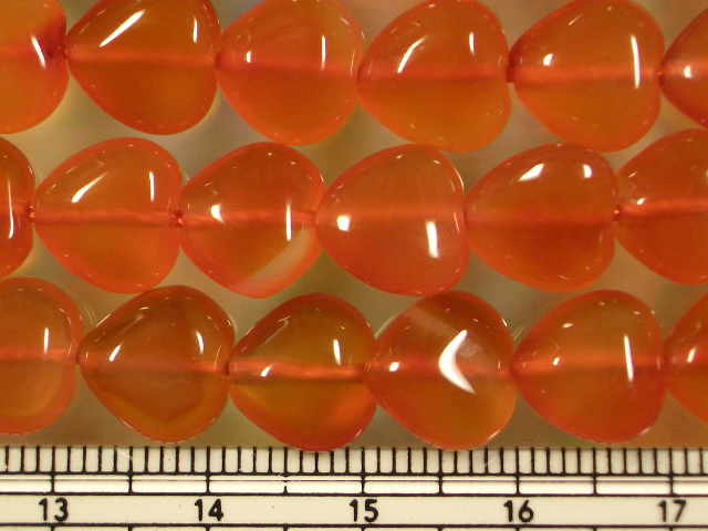 天然石ビーズカーネリアンハート 10×10×5mm・1連40cm 42個前後