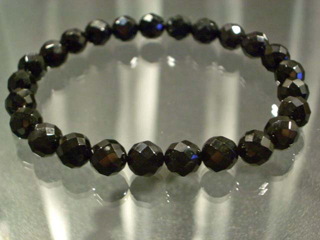 オニキス丸玉64面カット8mmのオーダー ブレスレット「完成品」