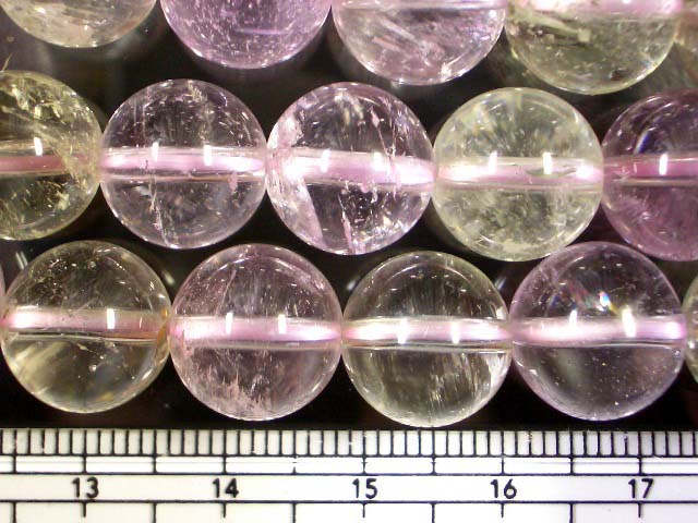 天然石ビーズクンツァイト丸玉12mm・3個